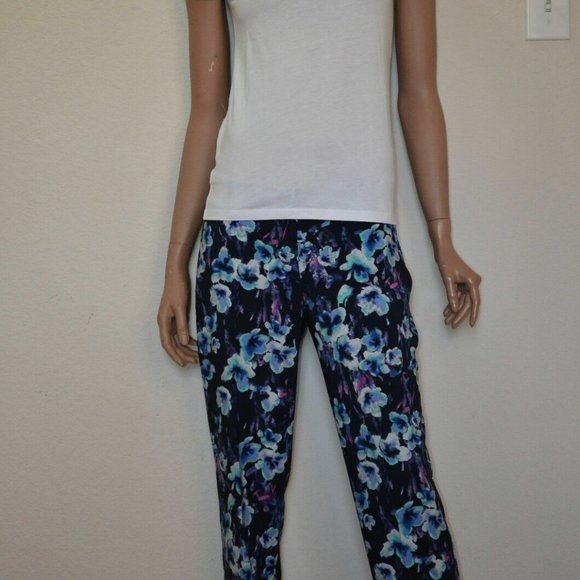 Ann Taylor  Navy Desert Sky Floral Blue Chic Moody Pants sz 2 - Picture 3 of 13